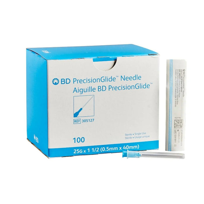 BD 305127 25G x 1.5" Needle Precision Glide, Disposable, Sterile, Box of 100