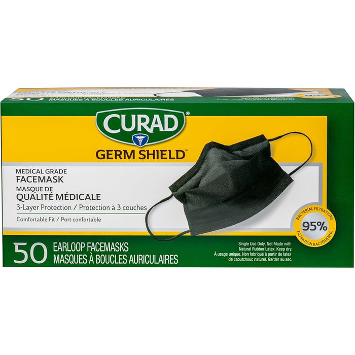 Curad Earloop Face Mask, Black Box of 50