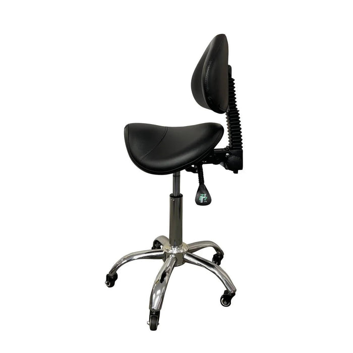 Medical Spa Rolling Stool, Adjustable Height Saddle Stool with Backrest D - 9949