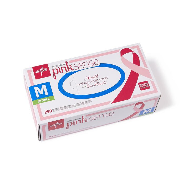 Medline Pink Sense Nitrile Gloves Powder - Free Box/250