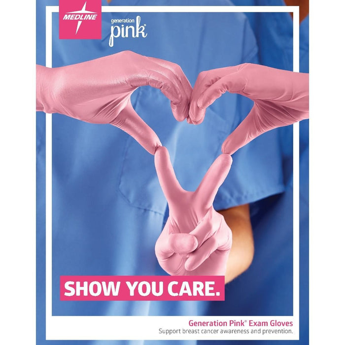 Medline PinkSense Pink Nitrile Gloves Powder Free Box/250
