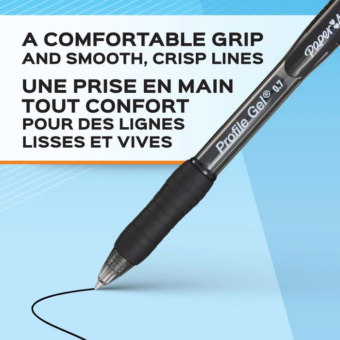 Paper Mate Gel Pen, Profile Retractable Pen, Medium Point (0.7 mm), Black, 4 Count