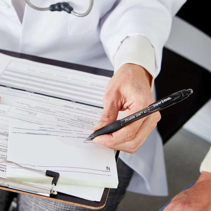 Paper Mate Gel Pen, Profile Retractable Pen, Medium Point (0.7 mm), Black, 4 Count