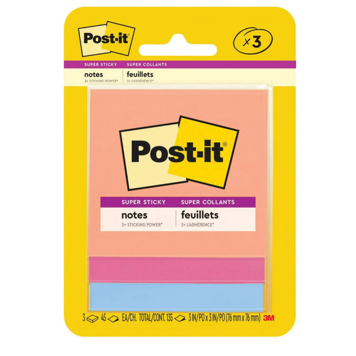 Post - it Super Sticky Notes 3 pack, 3 in x 3 in (76 mm x 76 mm)