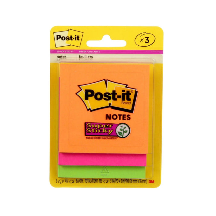 Post - it Super Sticky Notes 3 pack, 3 in x 3 in (76 mm x 76 mm)