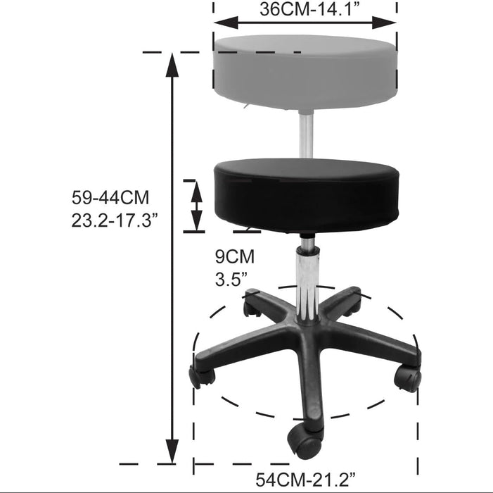 Spa Stool, Adjustable Height Hydraulic Rolling Treatment Room Stool