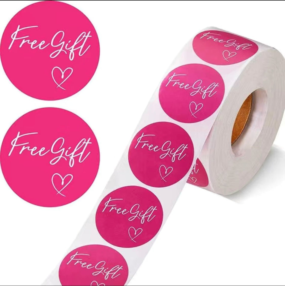 1" Round "Free Gift with Heart" Labels (500/roll)