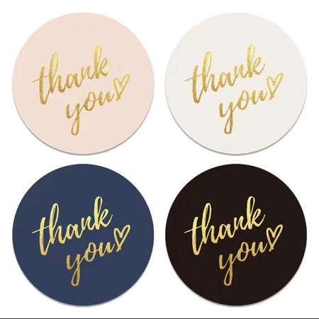 1" Round "Thank You" Gold Hot Stamped Labels (500/roll)