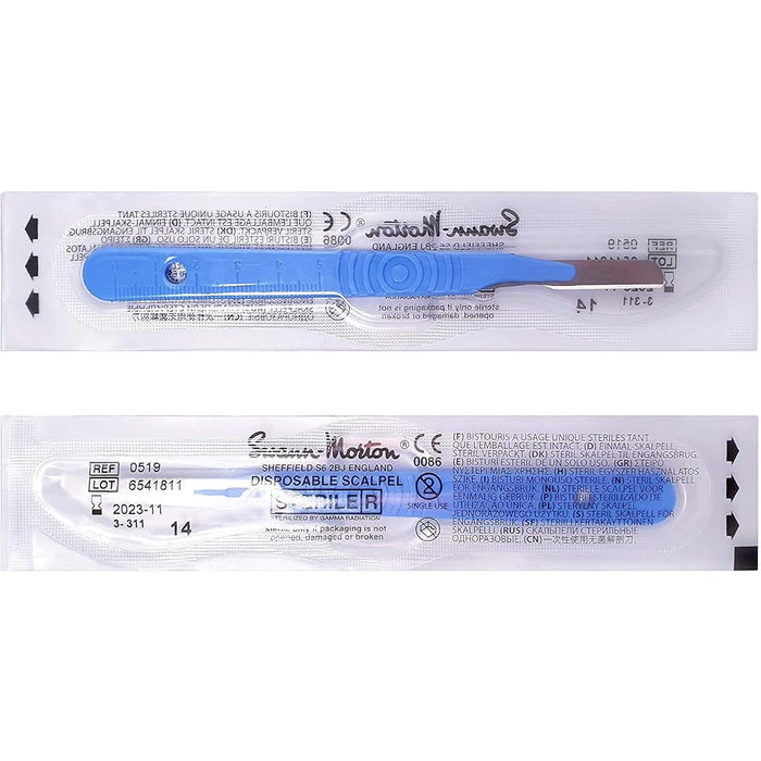 #14 Swann Morton Dermaplaning Disposable Scalpels - Stainless Steel, Sterile, Box of 10