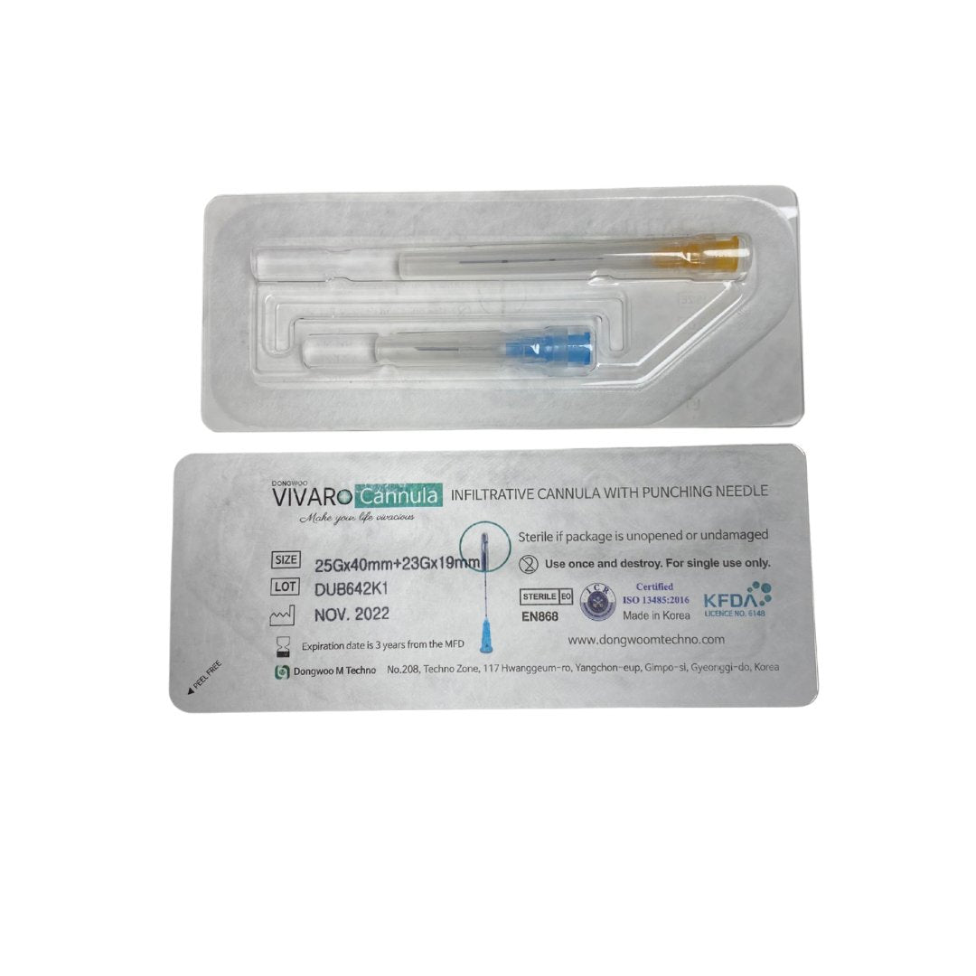 25G x 40mm (1 1/2") Dermal Filler Cannulas Needle for Cosmetic Injections, Box of 25