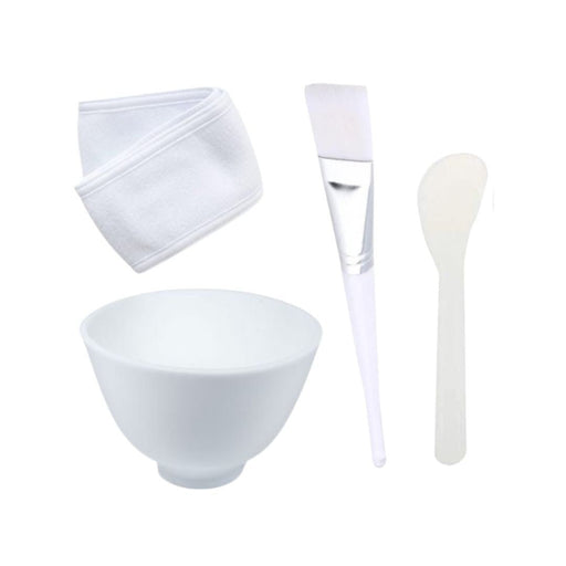 4 piece Pro Facial Set - Silicone Bowl, Spatula, Facial Brush + Headband