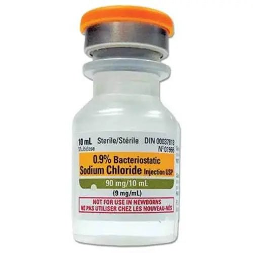 Sodium Chloride 0.9% for Injection, 10 ml Vial Bacteriostatic with Preservative