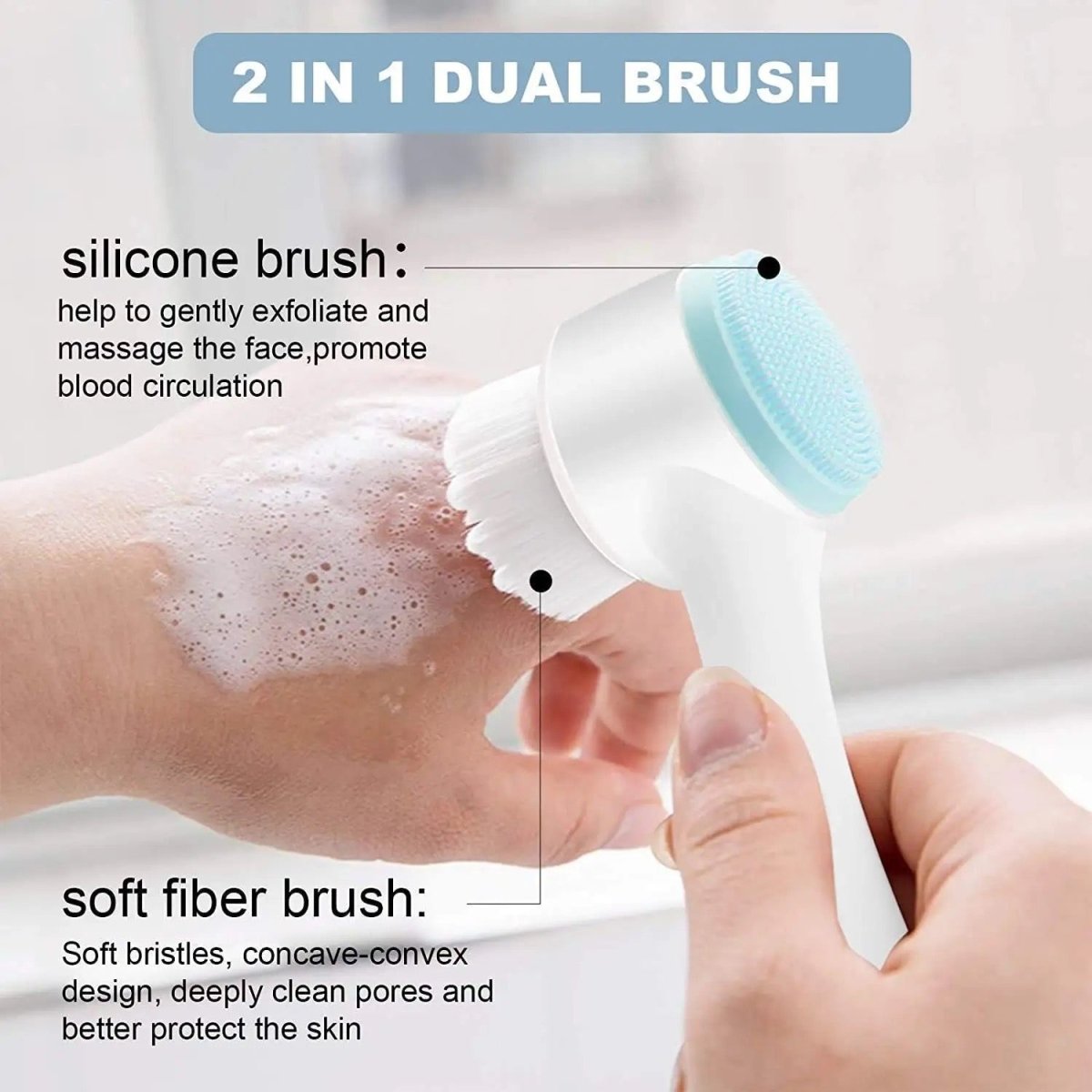 Deep Cleansing 2 in 1 Dual Action Facial Brush, Various Colors