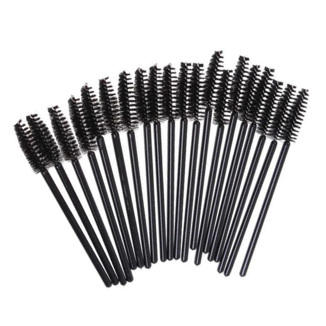 Disposable Mascara Wand Spoolie Lash Brushes, Black (50 pieces)