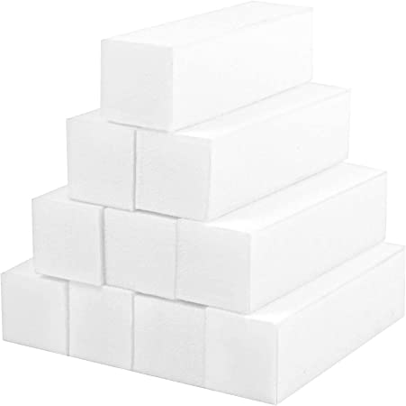 Disposable Nail Buffer Blocks, White (Pack of 10)