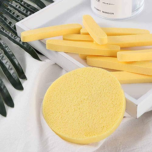 Disposable Facial Sponge, Compressed Cellulose Sponges Yellow, 12 pieces