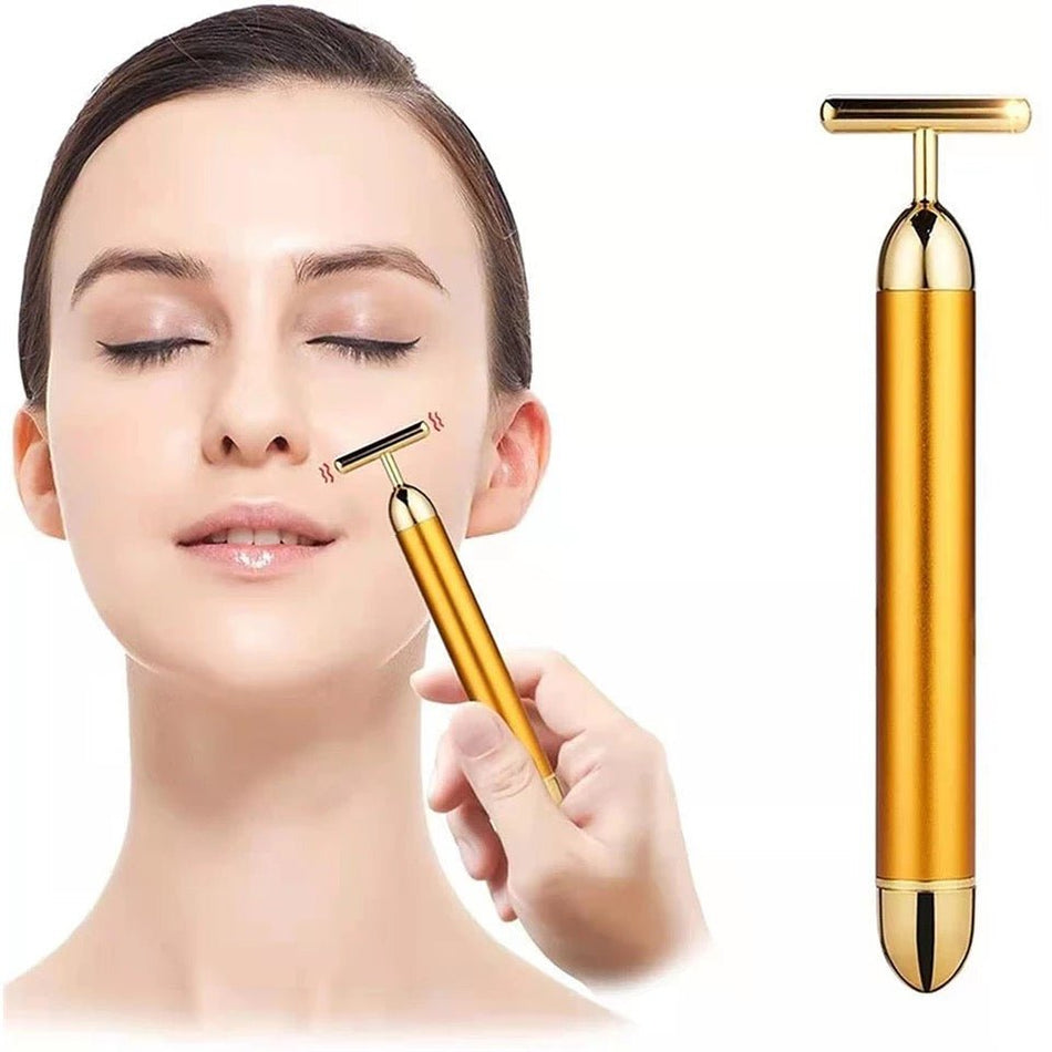 Beauty Bar Gold T-Shape Facial Massager