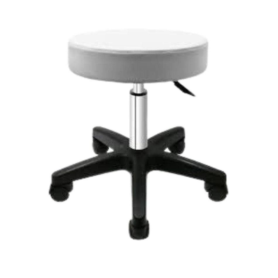Hydraulic Adjustable Height Rolling Stool - White