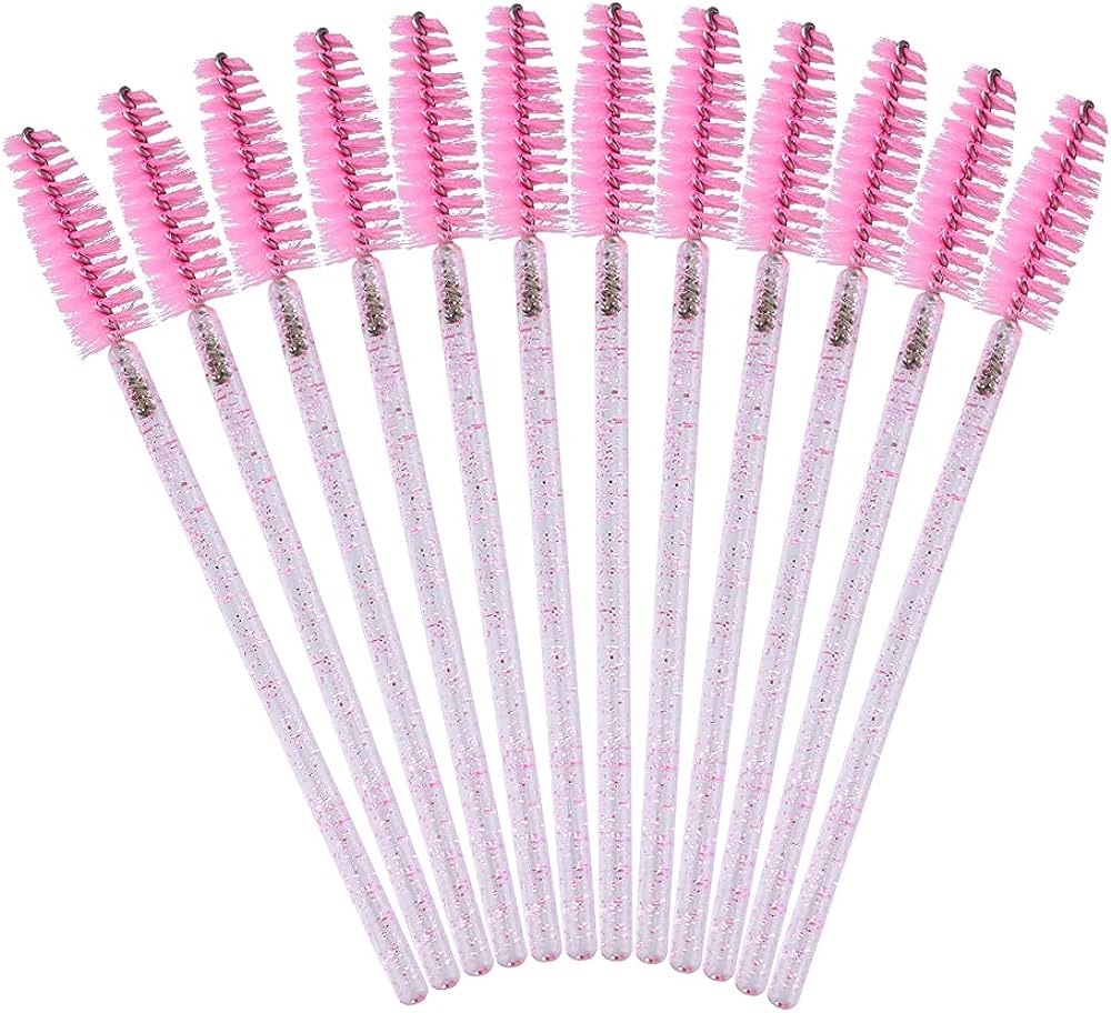 Lash Brush Mascara Wands Spoolies, Pink Glitter
