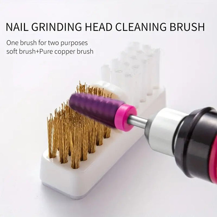 Nail Drill Bit Cleaning + Polishing Brush