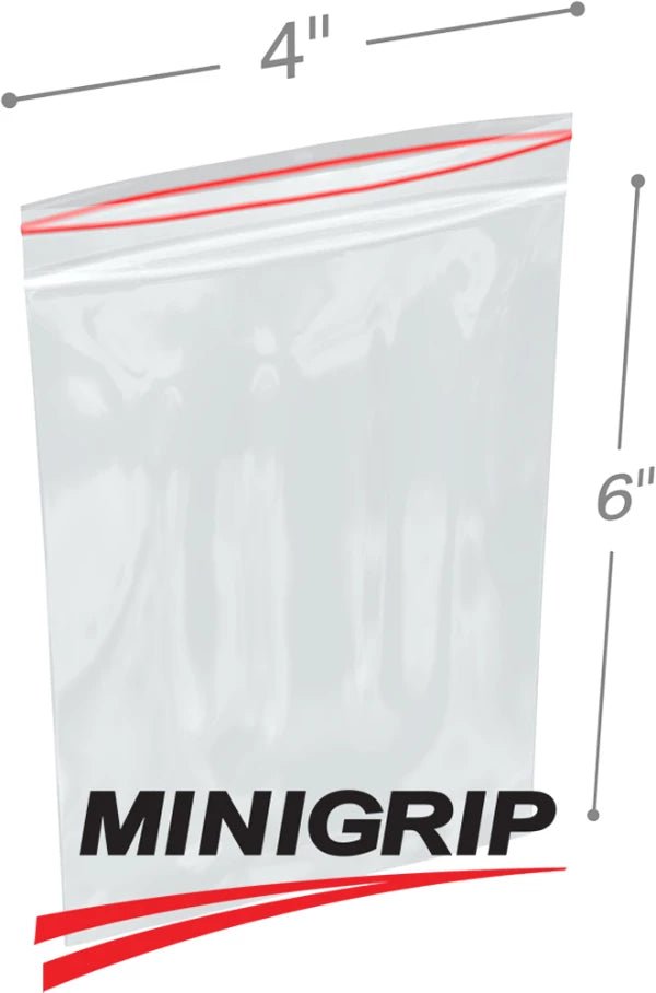 Poly Bag, 4 x 6" 2 Mil Minigrip® Reclosable Bags, 100 Pack