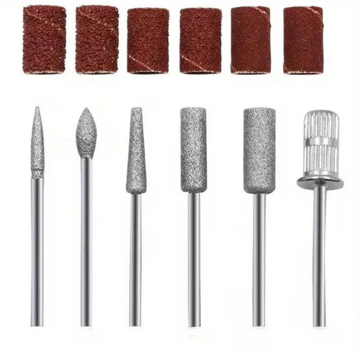12pc Electric Nail Drill Bit + Sanding Band Set Canada