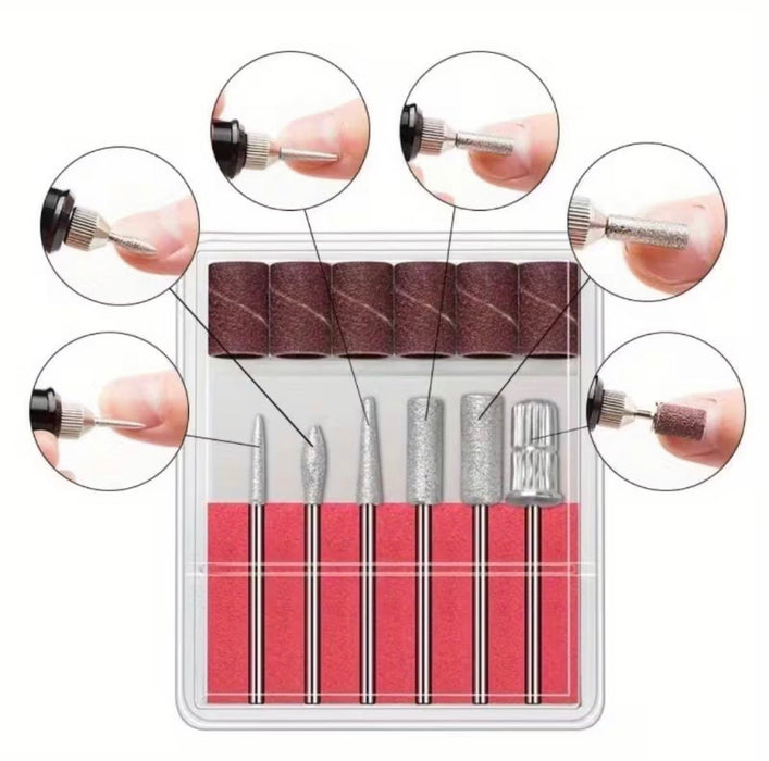 12pc Electric Nail Drill Bit + Sanding Band Set Canada