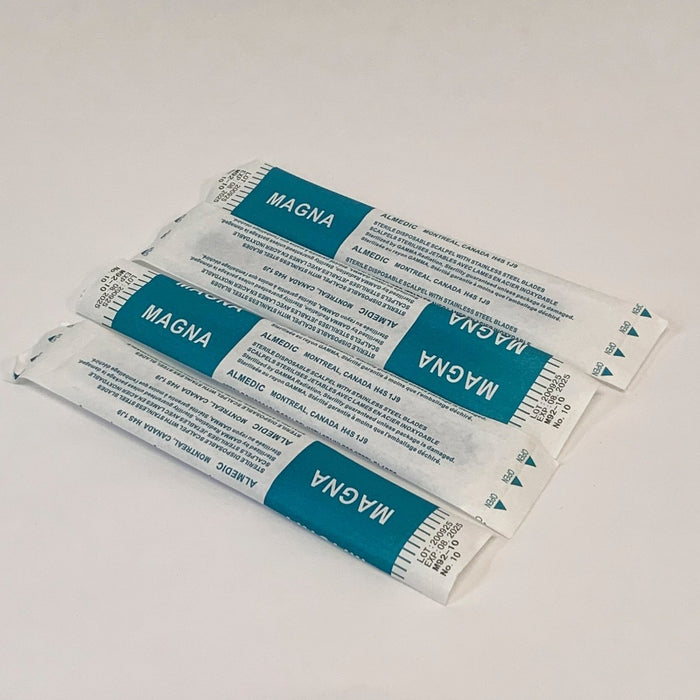 15 Disposable Sterile Scalpels, Premium Blade + Handle, Box of 10