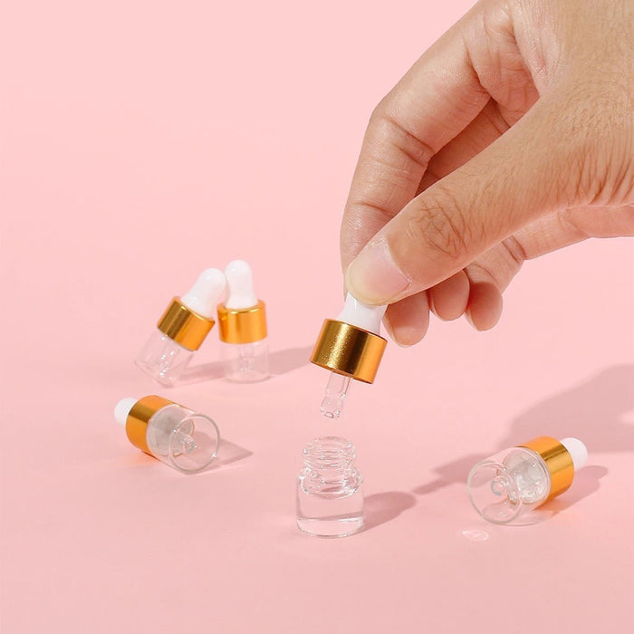 1ml Gold Glass Sample Dropper Bottle for Liquid / Serum Samples, 50 count