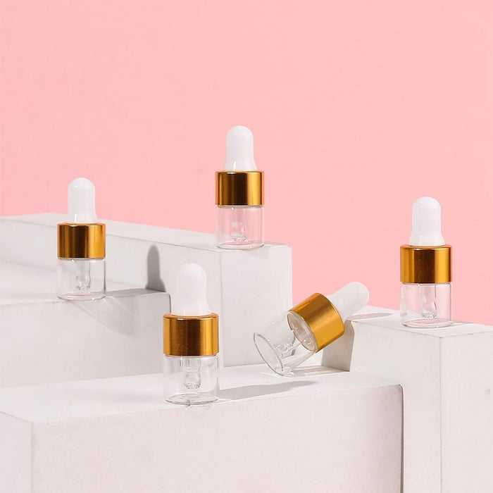 1ml Gold Glass Sample Dropper Bottle for Liquid / Serum Samples, 50 count
