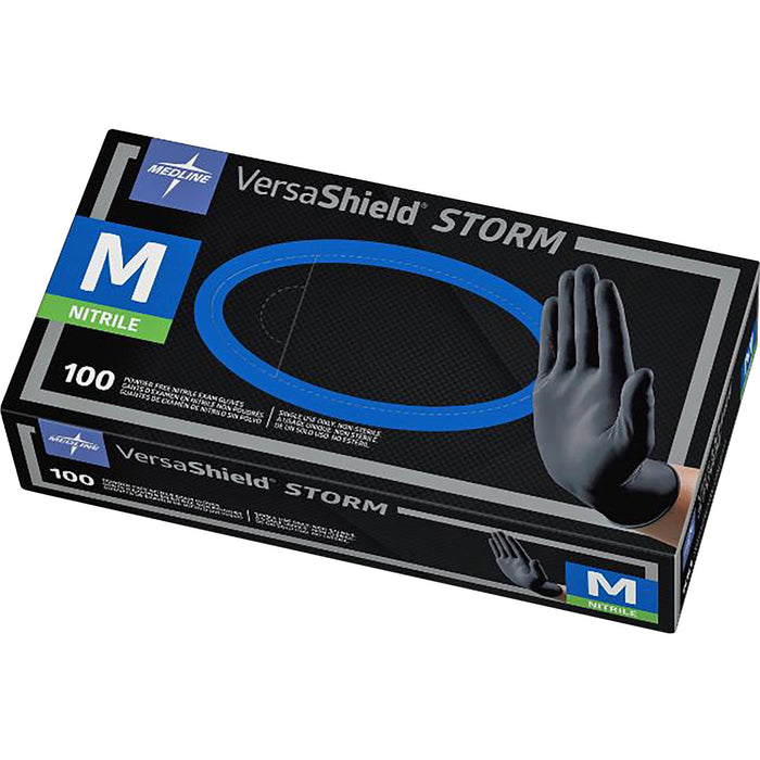Medline VersaShield Storm Black Disposable Nitrile Gloves, Powder Free