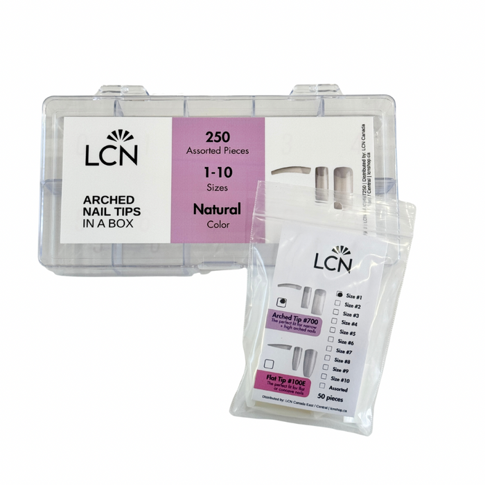 LCN Arched Nail Tips #700, Square 250pcs Assorted Box