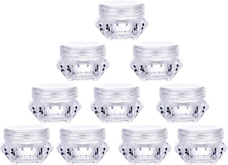 3g / 3ml Empty Clear Skincare Sample Jar Pots Containers, 50 count