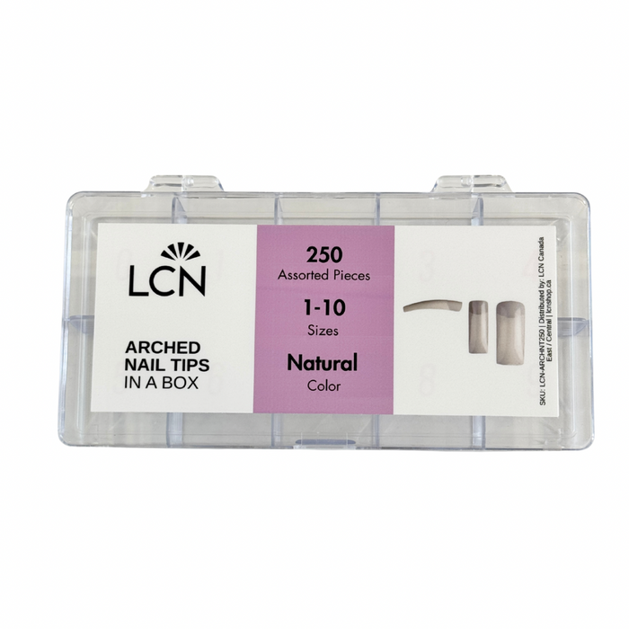 LCN Arched Nail Tips #700, Square 250pcs Assorted Box