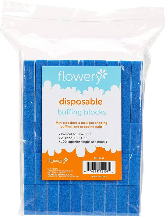 Flowery Disposable Mini Buffer Blocks Blue 180/Grit, 100pc