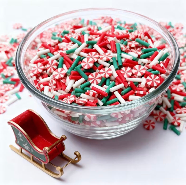 Holiday Peppermint + Sprinkles Mix Nail Charms, Christmas Nail Art Supplies 100pcs