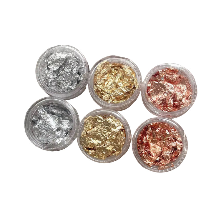 Nail Art Foil Rose Gold Flakes, Metallic Rose Gold Leaf Nail Decorations