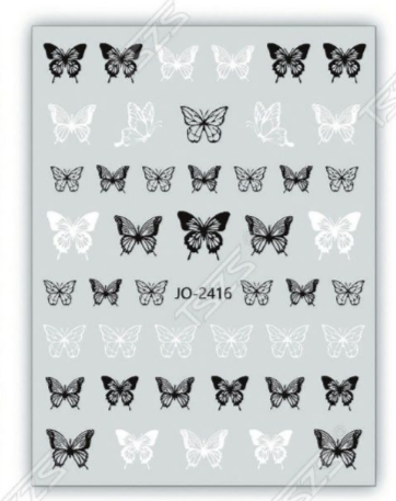 Nail Stickers, Black and White Butterflies