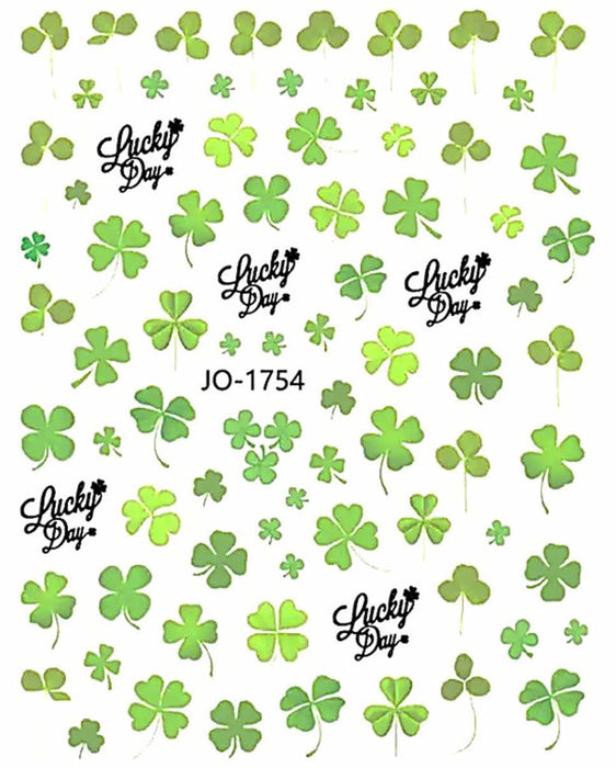 Nail Stickers, Green, Four Leaf Clover, St Patricks Day