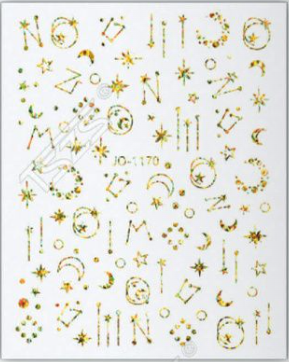 Nail Stickers, Celestial, Moon + Star, Silver + Gold