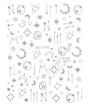 Nail Stickers, Celestial, Moon + Star, Silver + Gold