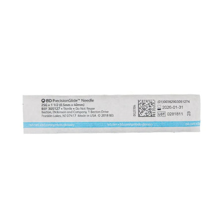 BD 305127 25G x 1.5" Needle Precision Glide, Disposable, Sterile, Box of 100