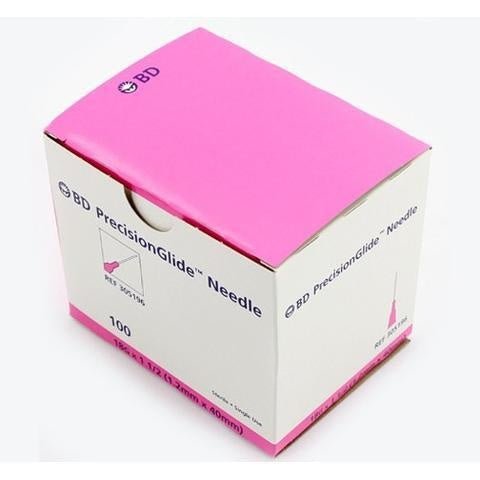 BD 305196 18G x 1.5" Needle Precision Glide, Disposable, Sterile, Box of 100