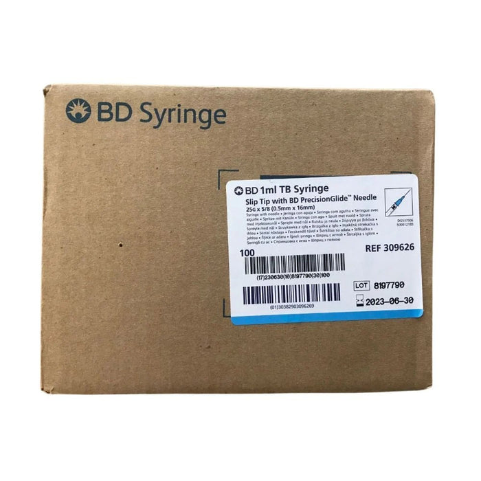 BD 309626 25G x 5/8" 1ml Syringe With Detachable Needle, Sterile, Box of 100