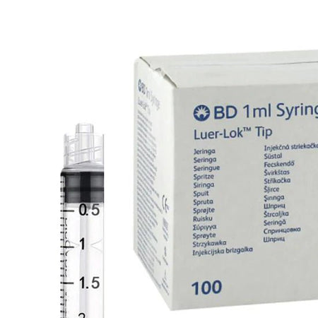 BD 309628 1 ml Luer Lok Syringe, Disposable, Sterile, Case of 100