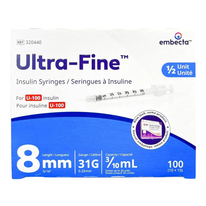 BD 320440 0.3 ml 31G x 5/16" Ultra - Fine Botox / Insulin 8mm Disposable Needle, Pack of 10