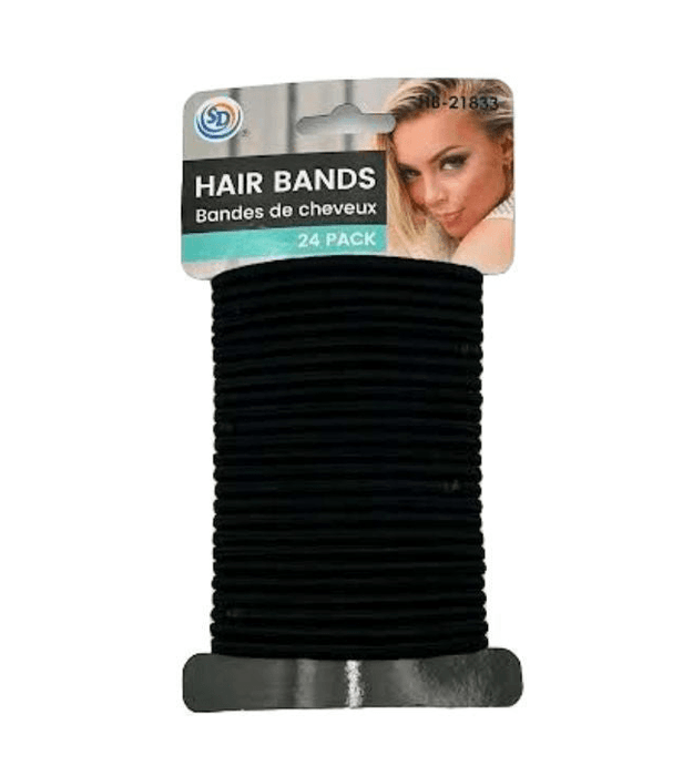 Black Elastic Hair Ties / Hair Bands, 24 pieces