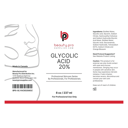 BPS Pro Series Glycolic Acid 20%, Professional Size 8oz / 237ml