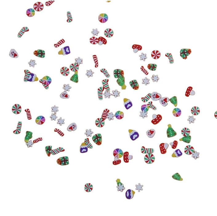 Colourful Holiday Mix Nail Charms, Christmas Nail Art Gems 50pcs