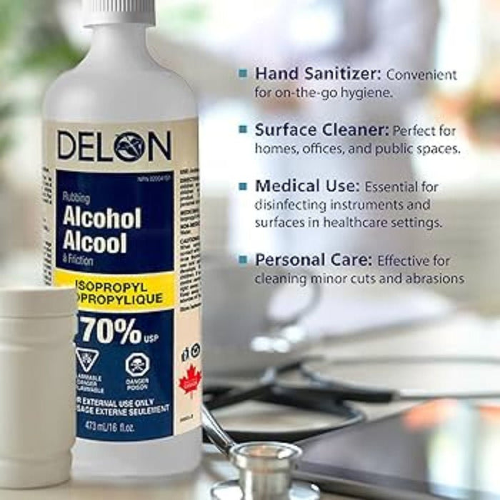 Delon 70% Isopropyl Alcohol, 473ml